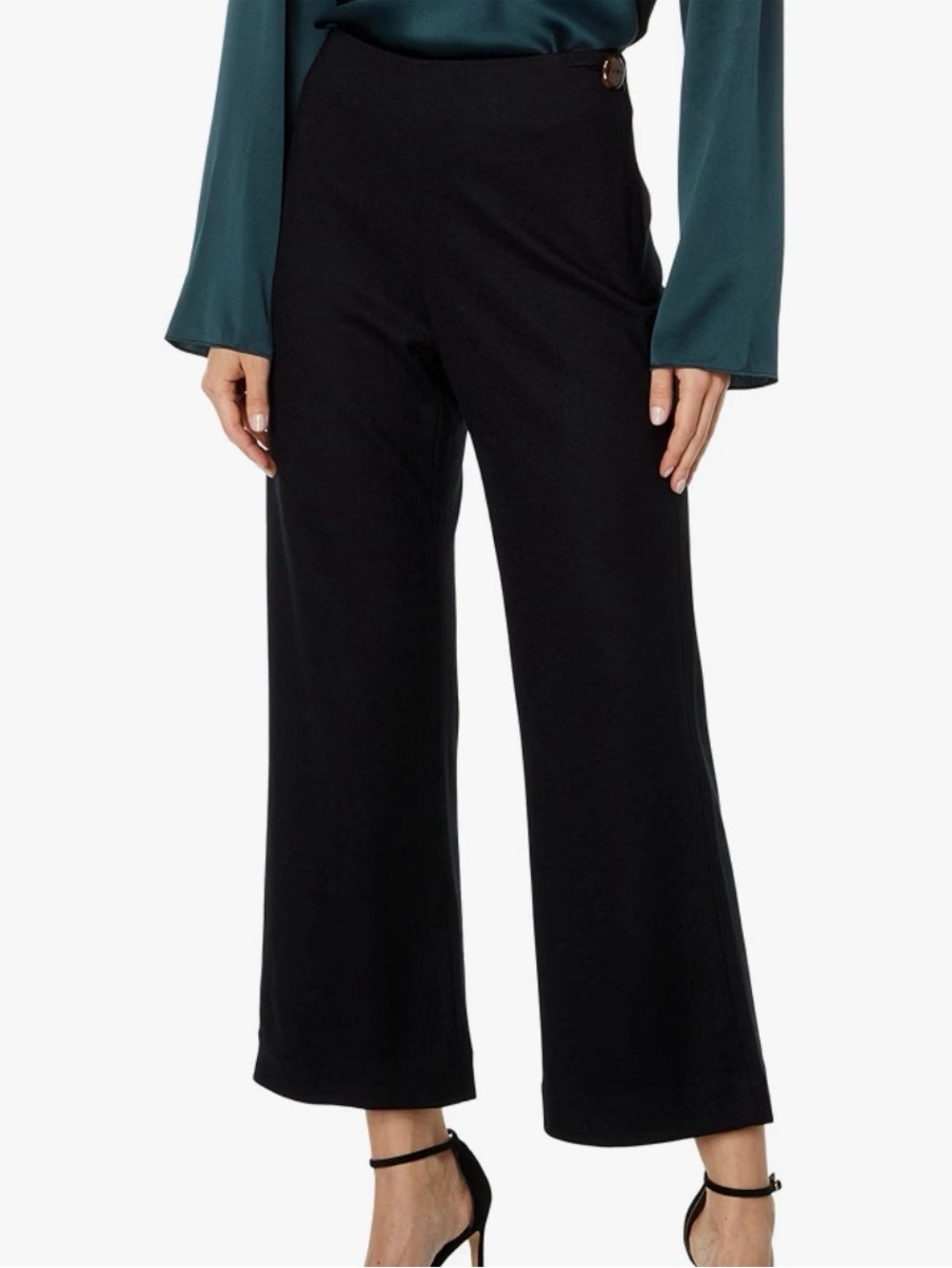 Vince Black Wide-Leg Cropped Trousers